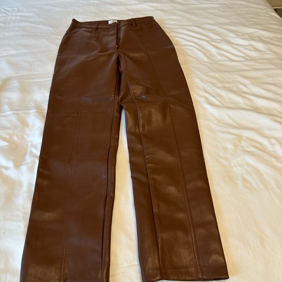 Wilfred Brown Vegan Leather Pants NWOT Size 8 - Picture 6 of 7